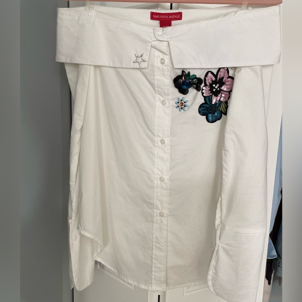 White Off the Shoulder Embellished Top